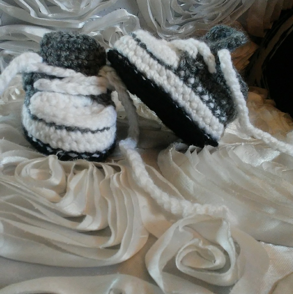 Handmade crochet baby sneakers
